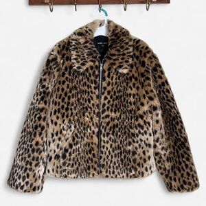 Silence + Noise Animal Print Faux Fur Coat